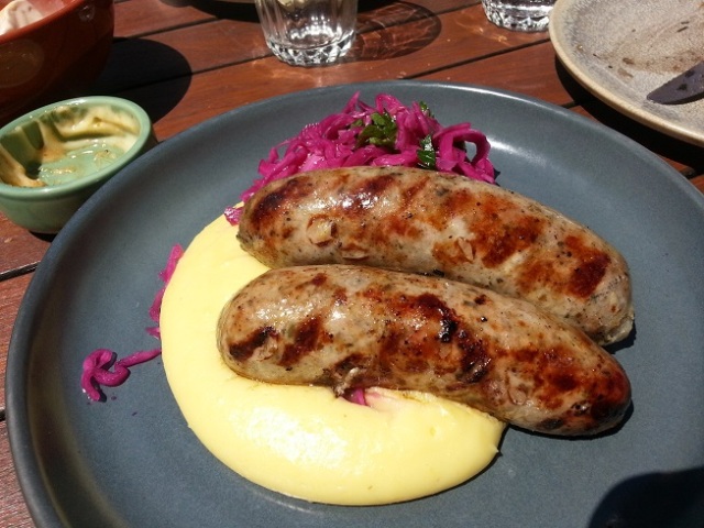 Lincoln Hotel Pork & Apple Sausages Mash Pickled Cabbage Salad Simple Palates Seriously